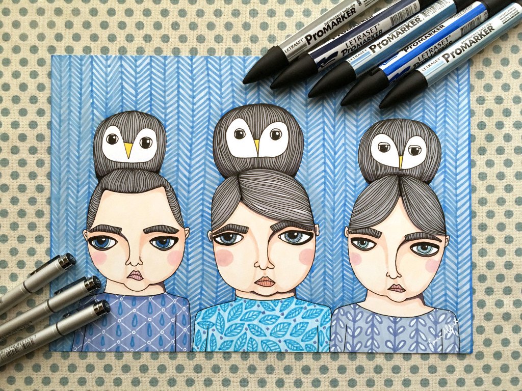 promarker-copic-sisters-owls-illustration-portrait