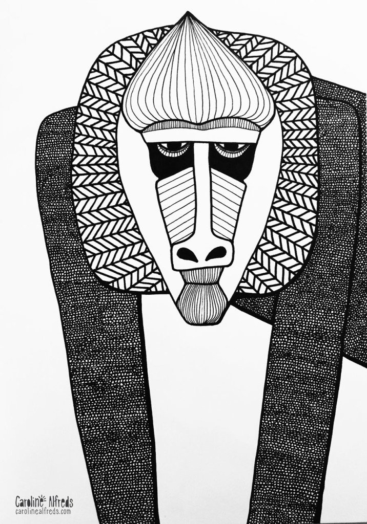 baboon-illustration-lineart-drawing-illustration